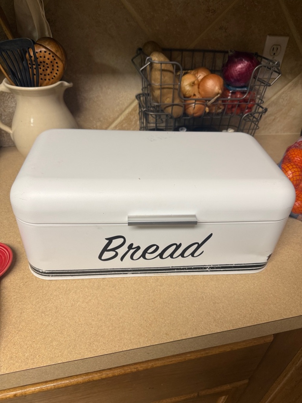 White Bread Box Storage Container - Classic Kitchen Counter Organizer